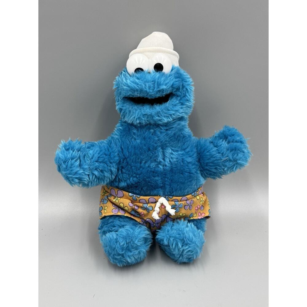 Sesame Street Cookie Monster in Swim Trunks Plush 9” Stuffed Animal No Tag